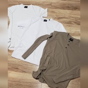 3 -X CUTS ELongate Large White And 1Double White Pyca Pro 1longsleeve Tan Henley